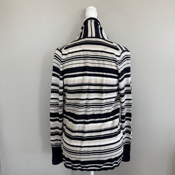 NWT Banana Republic Linen Cotton Blend Stripe Open Front Cardigan Sz M Tan Black - Picture 3 of 7